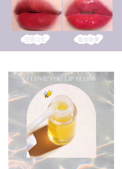 Bee Lip Oil Water-shine Glass Transparent Lip Honey Dry Repair Lip Care toot Lip Moisturizing Lip Oil
