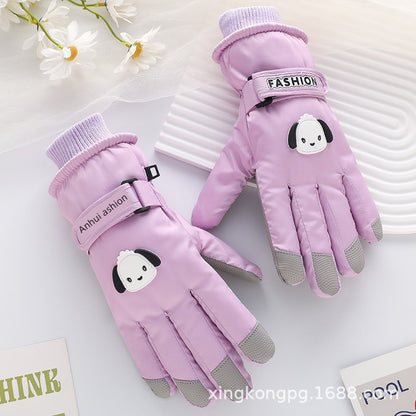 German Craftsmanship Ski Gloves for Women, Winter Fleece-Lined, Outdoor Cycling and Mountaineering Sports, Thickened, Waterproof, Windproof and Cold-Proof