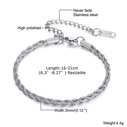 Women Chain Bracelet Silver Color, Stainless Steel Link Stackable Bracelets, Layered Fashion Accessories Gifts