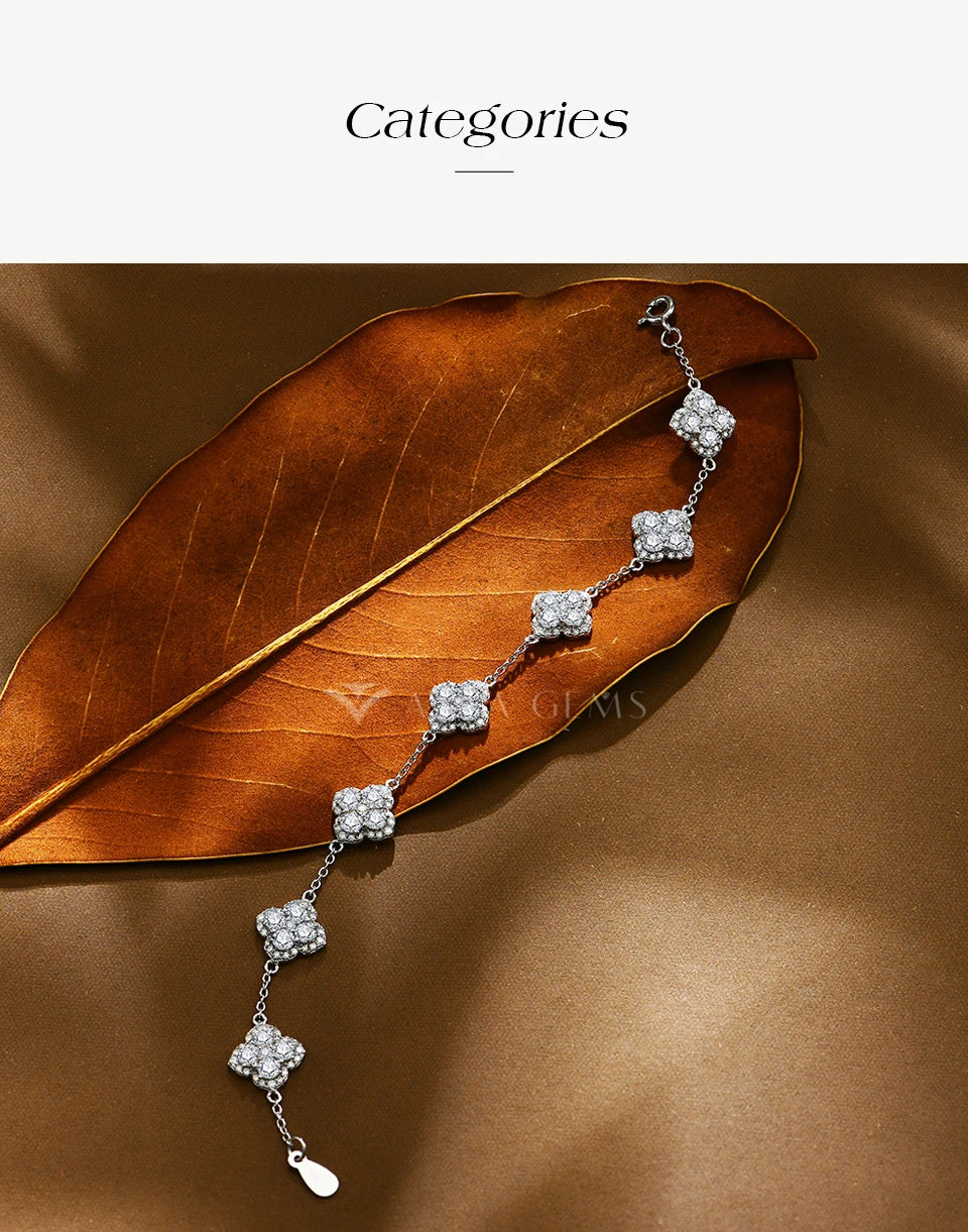ATTAGEMS Full Moissanite Luxury Bracelet D VVS1 For Women Real S925 Sterling Silver Gold Plated Lucky Engagement Wedding Jewelry