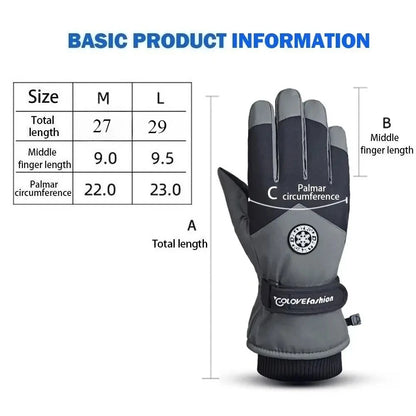 2025 Winter Snowboard Ski Gloves PU Leather Non-slip Touch Screen Waterproof Motorcycle Cycling Fleece Warm Riding Gloves