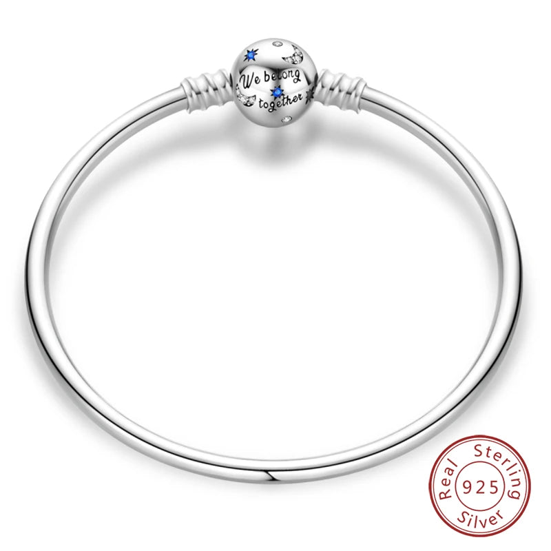 Bracelet Silver 925 Original 17-20CM Star Moon Sun Four Leaf Clover Green Zircon Bracelets Fit DIY Charms Birthday Jewelry Gifts