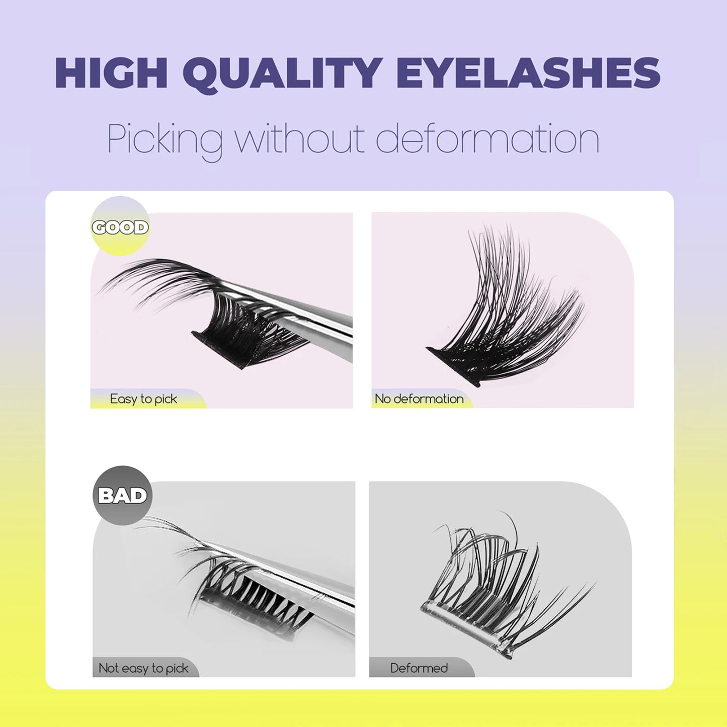 GROINNEYA Lashes Clusters Cat Eyelashes Wispy Individual Lashes Extensions Volume Fluffy Clusters Lashes DIY Eyelashes Makeup