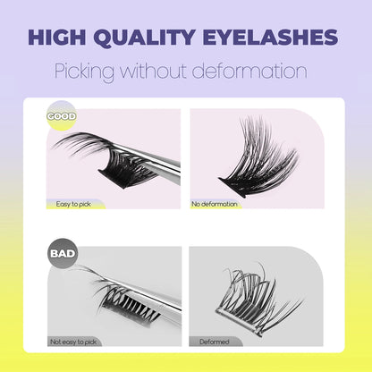 GROINNEYA Lashes Clusters Cat Eyelashes Wispy Individual Lashes Extensions Volume Fluffy Clusters Lashes DIY Eyelashes Makeup