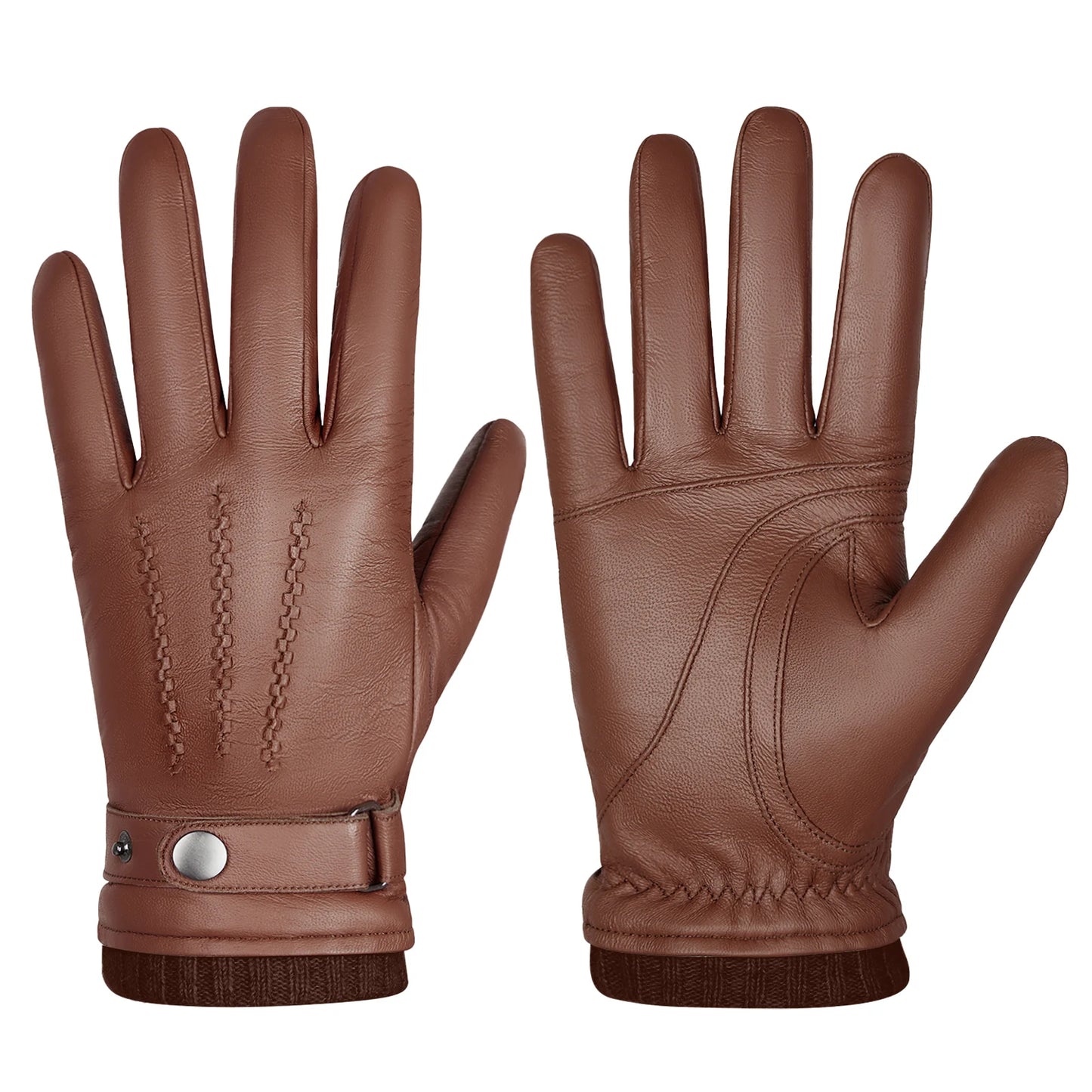 BISON DENIM Men Sheepskin Gloves Winter Thermal Touchscreen Full-finger Mittens Ultralight Windproof Gloves For Driving Riding