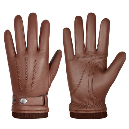 BISON DENIM Men Sheepskin Gloves Winter Thermal Touchscreen Full-finger Mittens Ultralight Windproof Gloves For Driving Riding