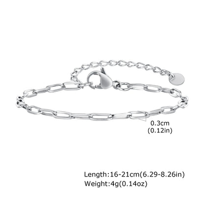 Women Chain Bracelet Silver Color, Stainless Steel Link Stackable Bracelets, Layered Fashion Accessories Gifts