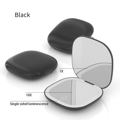Mini Compact Foldable Pocket Hand Led Makeup Mirror With Led Light 5x/10x Magnification Rechargeable And Small