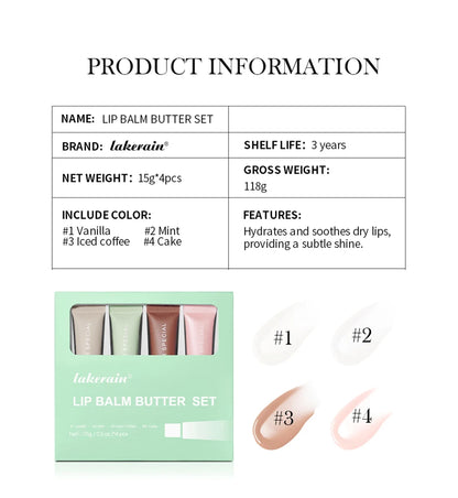 Lip Balm Set Lip Gross 4 Pack 1Kit Deep Moisturizing Lip Glaze Smoothing Color Lips Oil Long Lasting Nourishing Lips Care