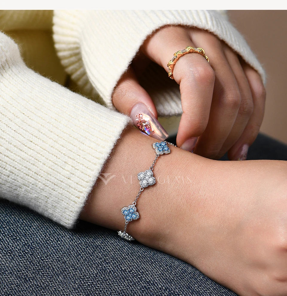 ATTAGEMS Full Moissanite Luxury Bracelet D VVS1 For Women Real S925 Sterling Silver Gold Plated Lucky Engagement Wedding Jewelry