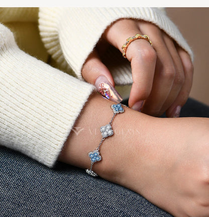 ATTAGEMS Full Moissanite Luxury Bracelet D VVS1 For Women Real S925 Sterling Silver Gold Plated Lucky Engagement Wedding Jewelry