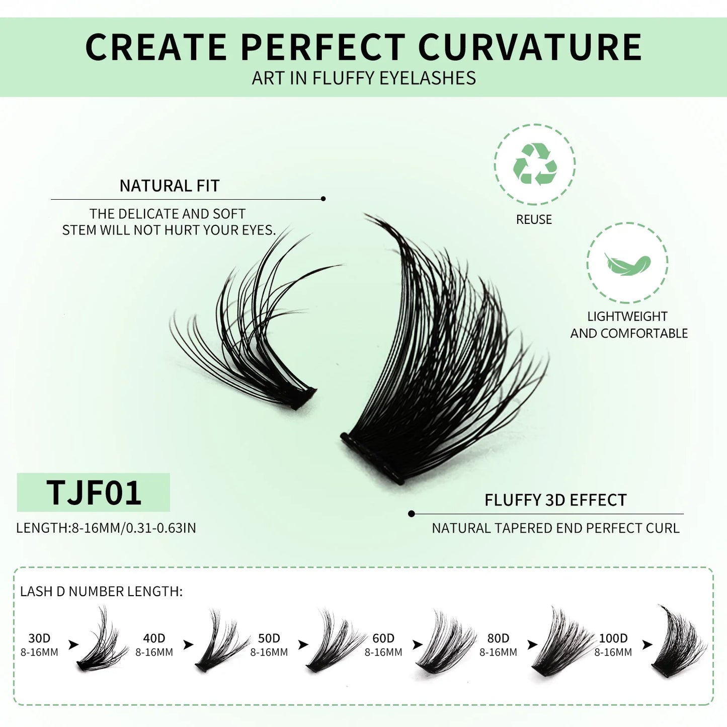 GROINNEYA DIY Lash Clusters Kit Mixed Tray Eyelash Extension Full Set Individual Lashes with Lash Bond&Seal and Tweezers Tool