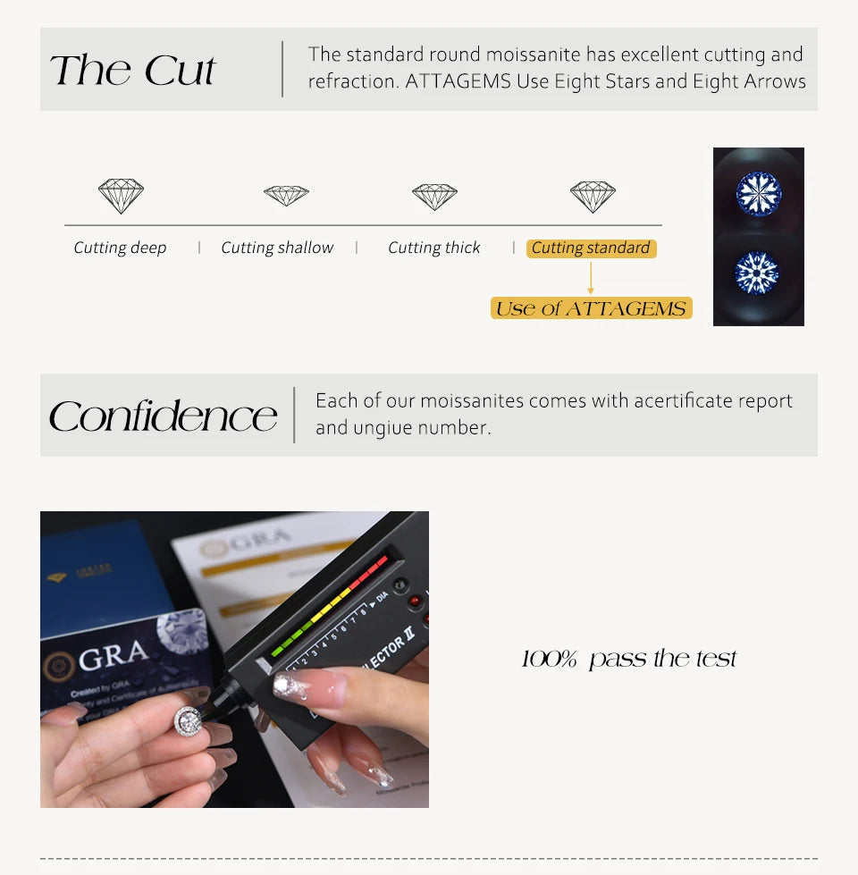 ATTAGEMS Full Moissanite Luxury Bracelet D VVS1 For Women Real S925 Sterling Silver Gold Plated Lucky Engagement Wedding Jewelry