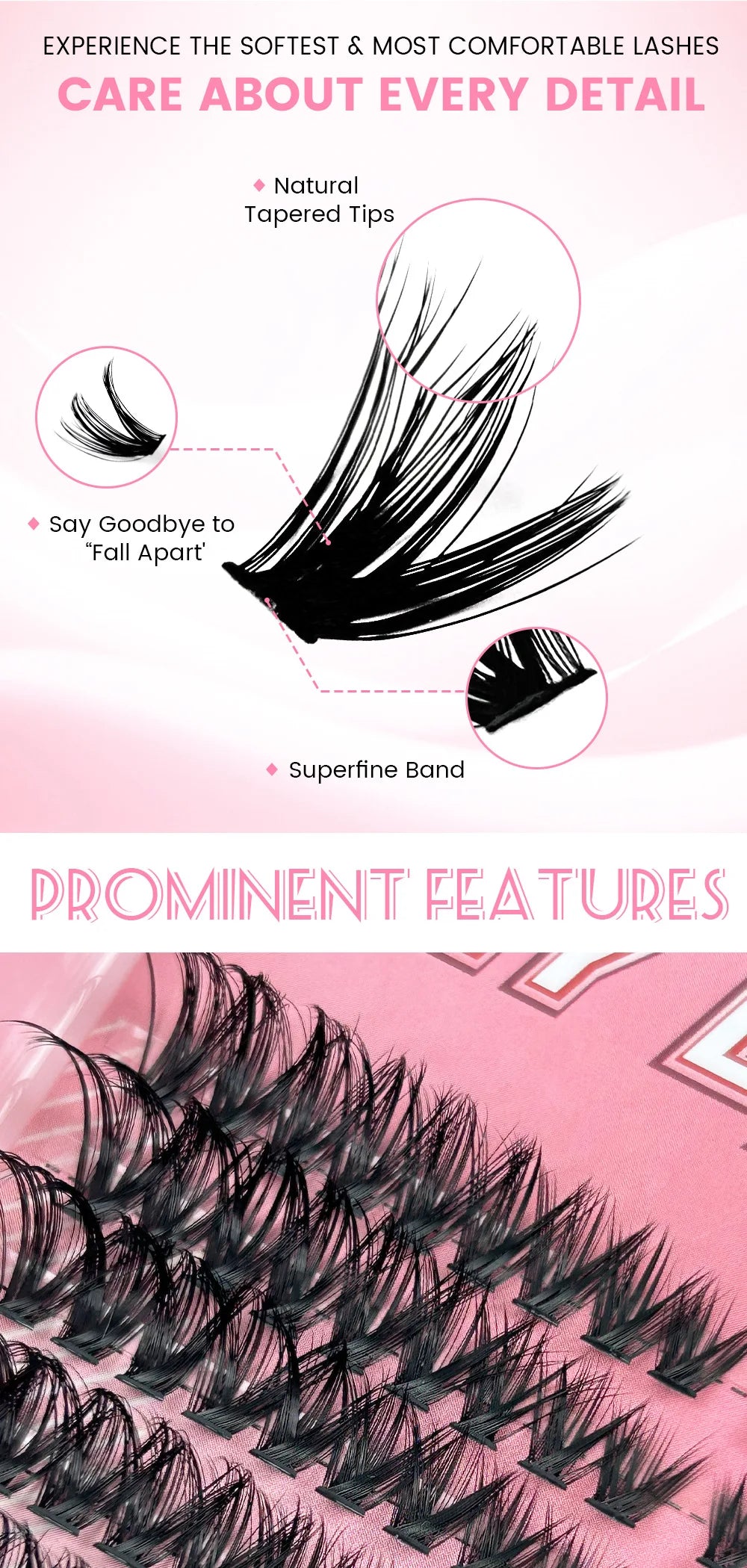 QIUNING Lashes Clusters Kit Cat Eye Lashes Individual Eyelashes with Lash Bond & Seal Full Set Lashes Extension Makeup Tools