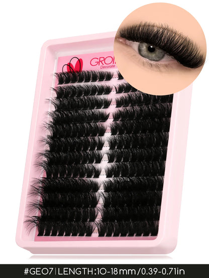 GROINNEYA Lashes Clusters Cat Eyelashes Wispy Individual Lashes Extensions Volume Fluffy Clusters Lashes DIY Eyelashes Makeup