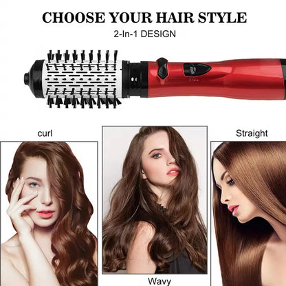 Hair Curler Straightening Brush Ceramic Tourmaline Multi Styler Rotating Hair Dryer With 5 Heat Adjustments for Dry Hair