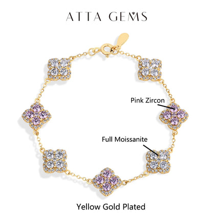 ATTAGEMS Full Moissanite Luxury Bracelet D VVS1 For Women Real S925 Sterling Silver Gold Plated Lucky Engagement Wedding Jewelry