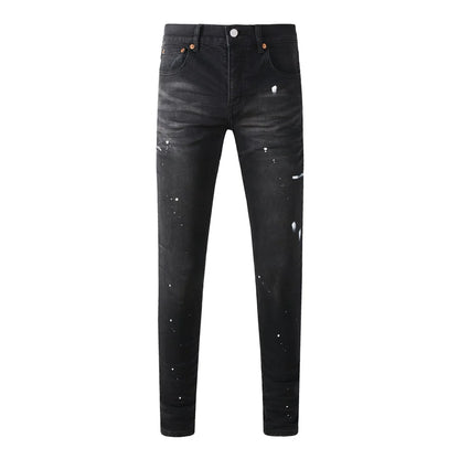 High Street New Trendy Men's Jeans Low Rise Stretch PantsSkinny Button Fly Ripped Retro Hold Trousers