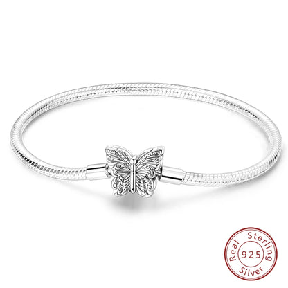 Bracelet Silver 925 Original 17-20CM Star Moon Sun Four Leaf Clover Green Zircon Bracelets Fit DIY Charms Birthday Jewelry Gifts