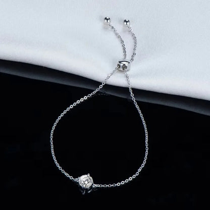 Certified 1CT Moissanite Bracelet for Women Real S925 Silver Classic Round Lab Diamond Charm Hand Chain Adjustable Jewelry Gifts