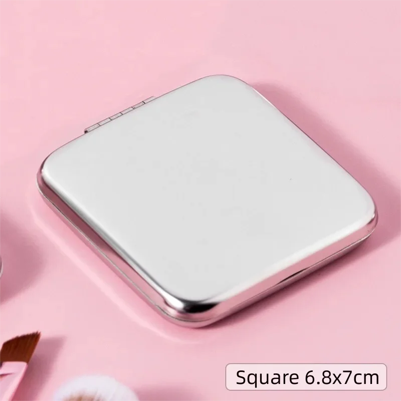 Stainless Steel Portable Folding Makeup Mirror, Square & Round Dual-Sided Shatterproof Metal Mirror for Travel