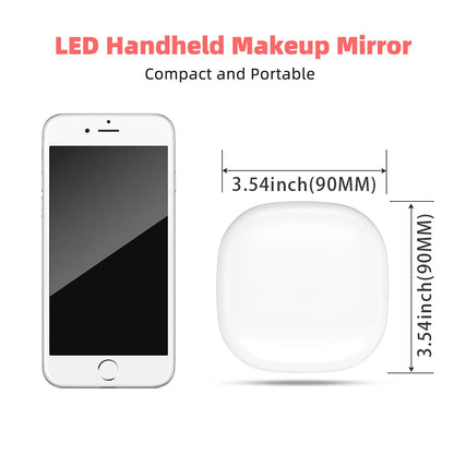 Mini Compact Foldable Pocket Hand Led Makeup Mirror With Led Light 5x/10x Magnification Rechargeable And Small