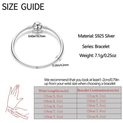 Bracelet Silver 925 Original 17-20CM Star Moon Sun Four Leaf Clover Green Zircon Bracelets Fit DIY Charms Birthday Jewelry Gifts