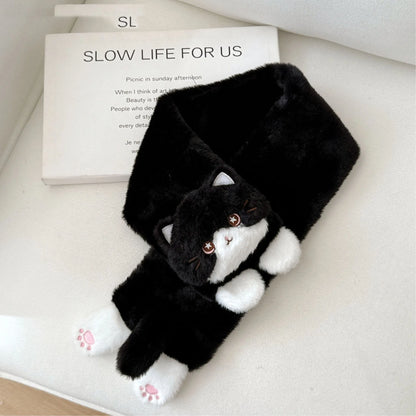 Cute Milk Cat Plush Autumn And Winter Cold Resistant Warm Gloves Scarf Kitten Knee Pads