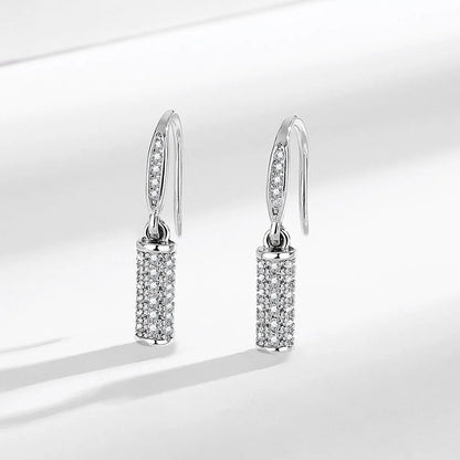 925 Sterling Silver Cylindrical Necklace And Earrings Set Inlaid With AAAAA Zircon Elegant Women's Jewelry Combination