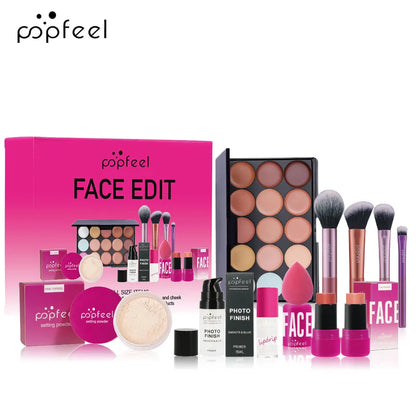 POPFEEL Christmas All In One Makeup Kit Eyeshadow Powder Lipgloss Lipoil,Valentine's Day Gift for Girls Women