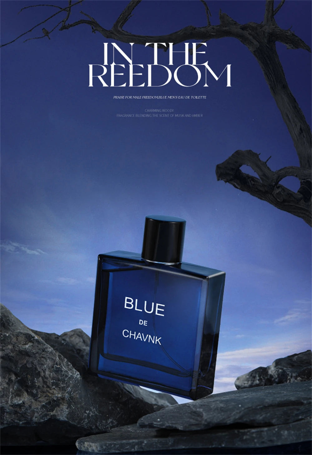 100ML Original Blue de Chavnk Inspired Perfume - Woody Aromatic & Fresh Citrus Fragrance, Long Lasting Versatile Scent for Men
