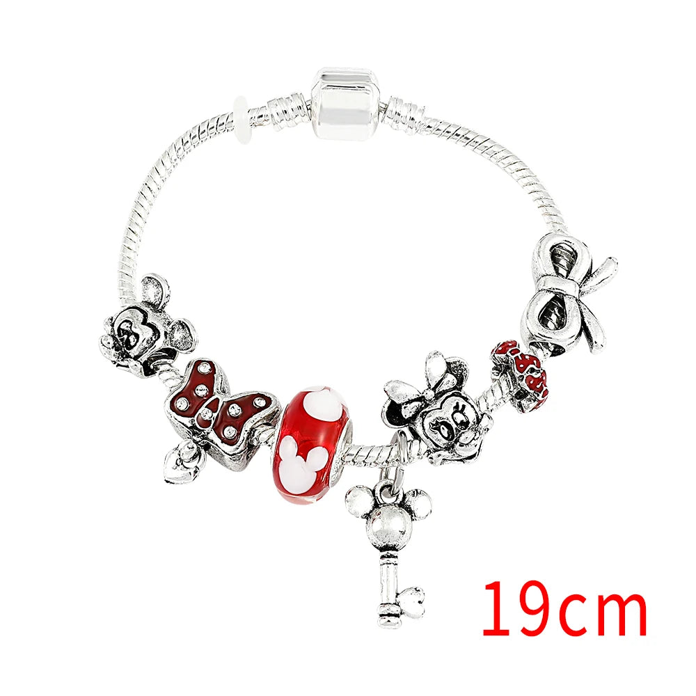 Disney Marvel Movie Peripheral Jewelry Winnie the Pooh Bear The Little Mermaid Moana Stitch Charm Bracelets For Women Girl Gift