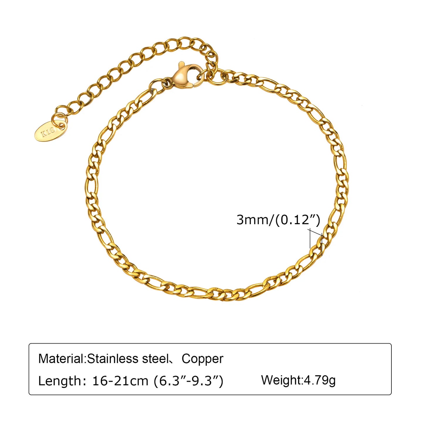 Waterproof Stainless Steel Chain Bracelets For Women , Gold Plated Fashion Stackable Link Bracelet Gifts