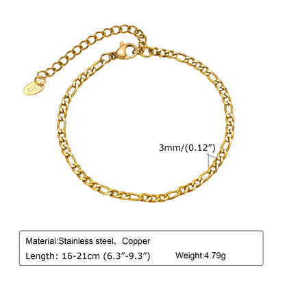 Waterproof Stainless Steel Chain Bracelets For Women , Gold Plated Fashion Stackable Link Bracelet Gifts