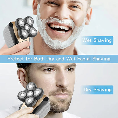 Portable Waterproof Razor 5 in 1 Rotary Razor Beard Clipper Hair Trimmer For Men's Beard Facial Shaving Razor