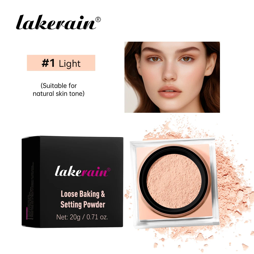Loose Baking&Setting Powder Long Lasting Oil Control Natural Face Matte Waterproof BrighTening Loose Powder Makeup Cosmetics