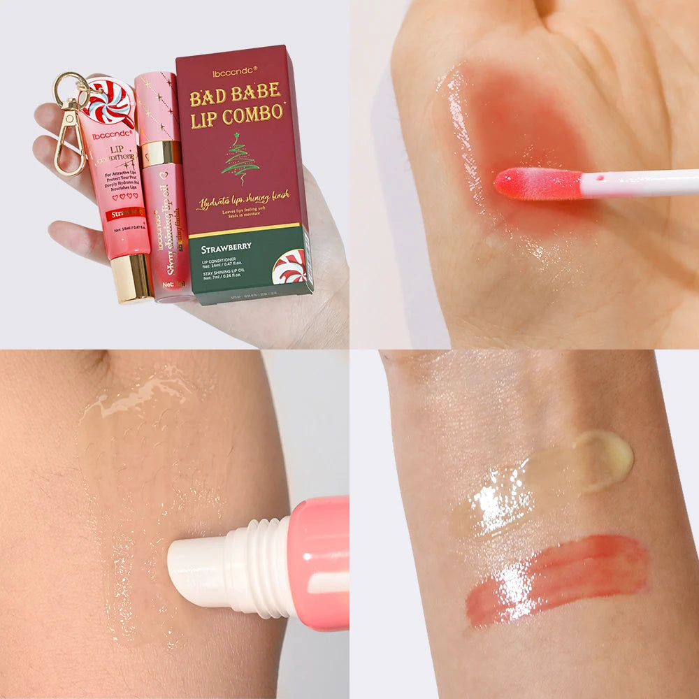 Bad Babe Lip Combo Long Lasting Moisturizing Glossy Deeply Hydrates Smoothing Lip oil and Lip Balm Set Skin Care Gift for Women