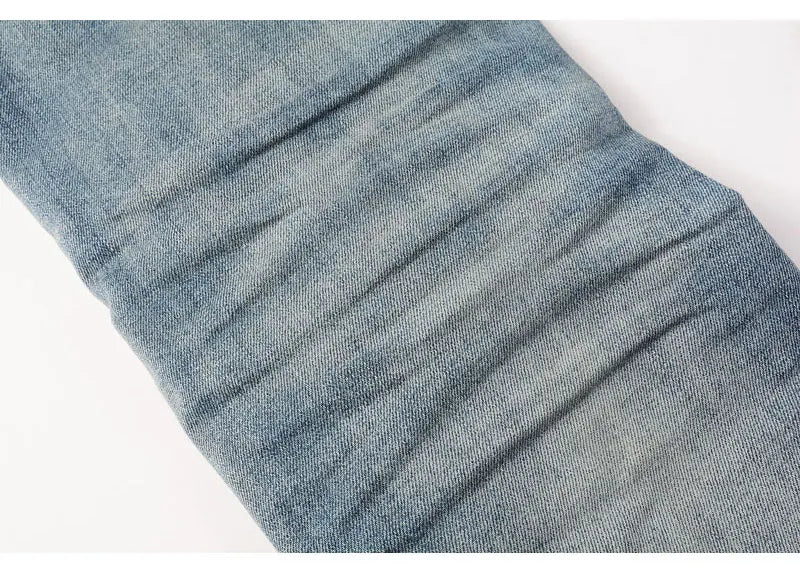 Street Fashion Men Jeans Retro Washed Blue Stretch Skinny Fit Ripped Jeans Men Patched Designer Hip Hop Brand Denim Pants Hombre