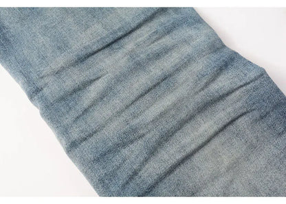 Street Fashion Men Jeans Retro Washed Blue Stretch Skinny Fit Ripped Jeans Men Patched Designer Hip Hop Brand Denim Pants Hombre