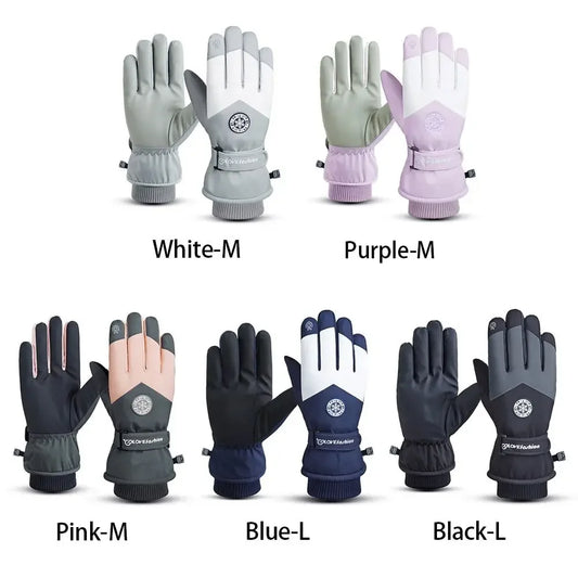 2025 Winter Snowboard Ski Gloves PU Leather Non-slip Touch Screen Waterproof Motorcycle Cycling Fleece Warm Riding Gloves