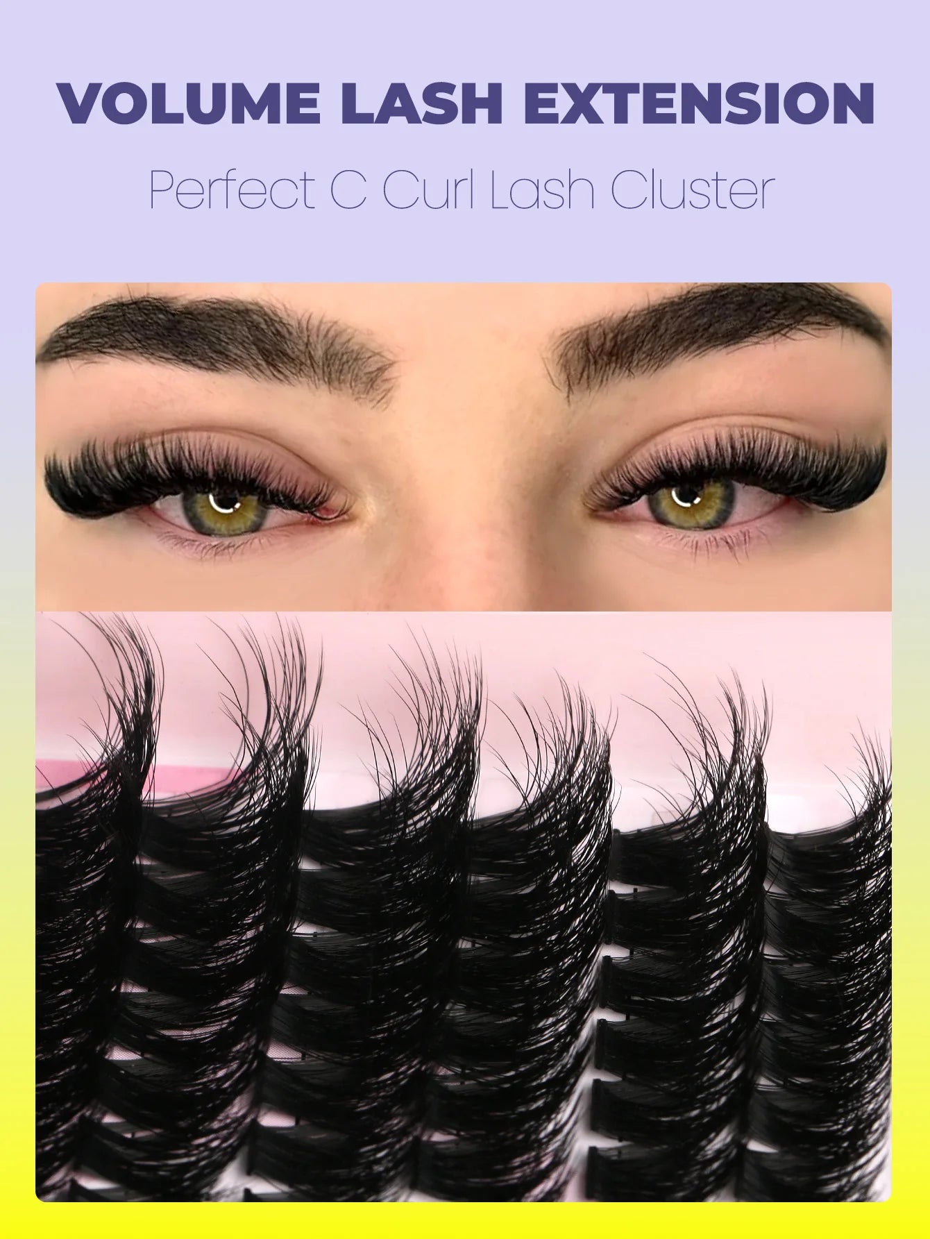 GROINNEYA Lashes Clusters Cat Eyelashes Wispy Individual Lashes Extensions Volume Fluffy Clusters Lashes DIY Eyelashes Makeup