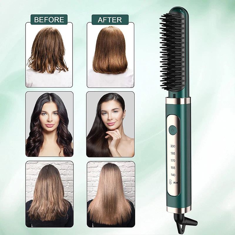 Electric Hair Straightening Brush Fast Heating Hot Comb Brush Negative Ion Hair Straightening Comb