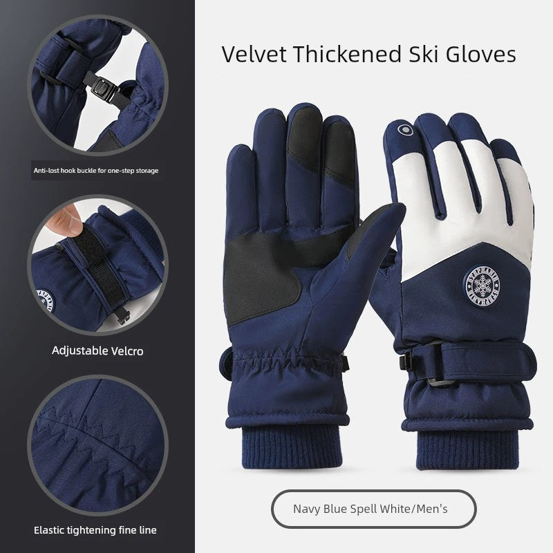 Ski Gloves for Women 2025 New Arrival Winter Cycling Fleece-lined Thickened Windproof Coldproof Warm Gloves Touch Screen Men