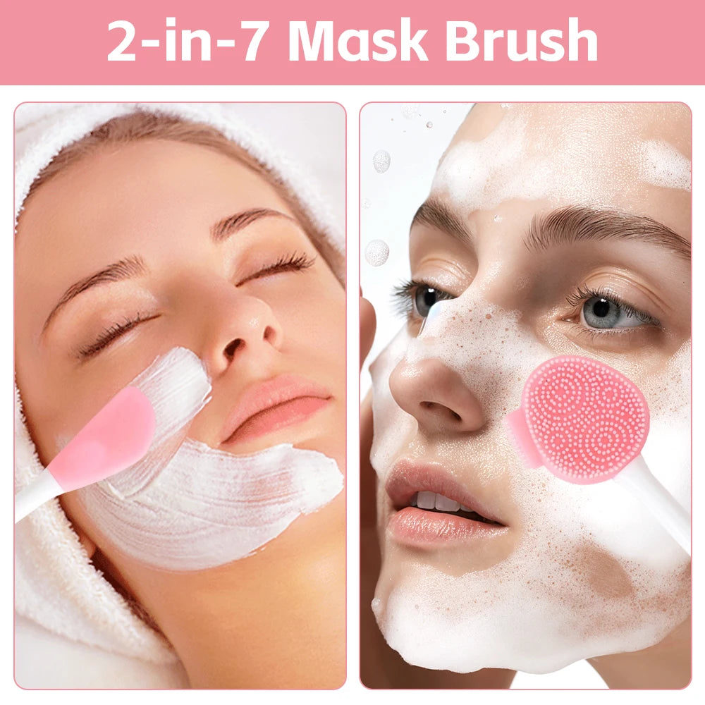 Facial Cleaning Silicone Brush Facial Mask Applicator Skincare Accessories Silicone Body Scrubbers 2in1 Spa Facial Wash Brushes