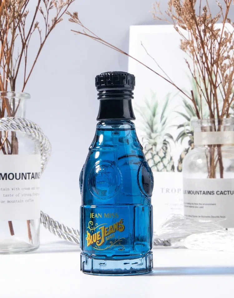 75ML Blue Jeans Inspired Perfume-Aromatic Fougere Fragrance，Long Lasting Fresh Scent in Denim Bottle, Affordable Retro Cologne