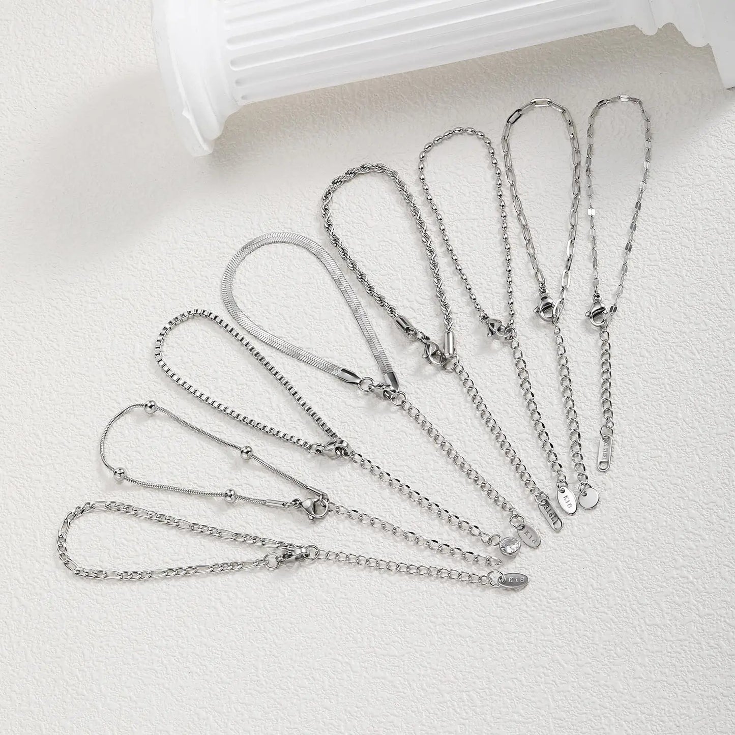 Women Chain Bracelet Silver Color, Stainless Steel Link Stackable Bracelets, Layered Fashion Accessories Gifts