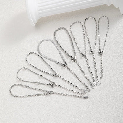 Women Chain Bracelet Silver Color, Stainless Steel Link Stackable Bracelets, Layered Fashion Accessories Gifts