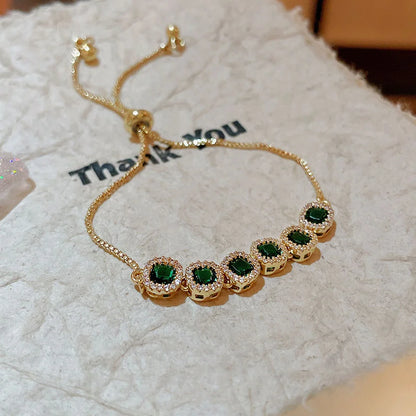 Exquisite Rhinestone Bracelet Ladies Fashion Stars Flower Charm Wristlet Bracelets Gold Color Adjustable Bangle Wedding Jewelry