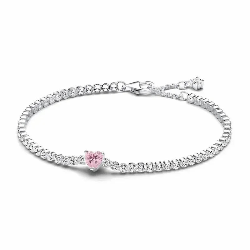 Hot selling 925 Sterling Silver Exquisite Stars Heart-shaped All Zircon Tennis Bracelet Luxurious Charm Bracelet Surprise Gifts