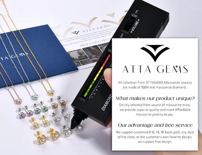 ATTAGEMS Full Moissanite Luxury Bracelet D VVS1 For Women Real S925 Sterling Silver Gold Plated Lucky Engagement Wedding Jewelry